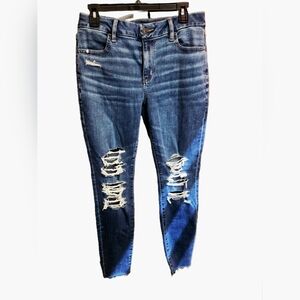 American Eagle Outfitters Blue Distressed Ankle Jeans